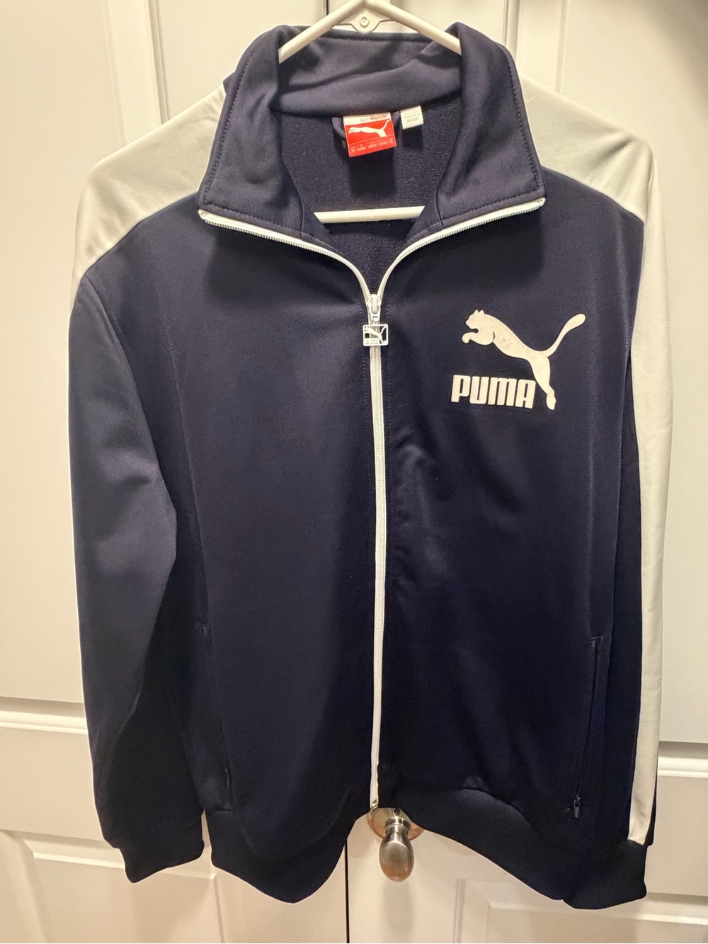Puma Navy and White Full-Zip Performance Track Jacket